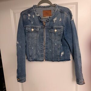 Women's Frayed Blue Denim Jacket